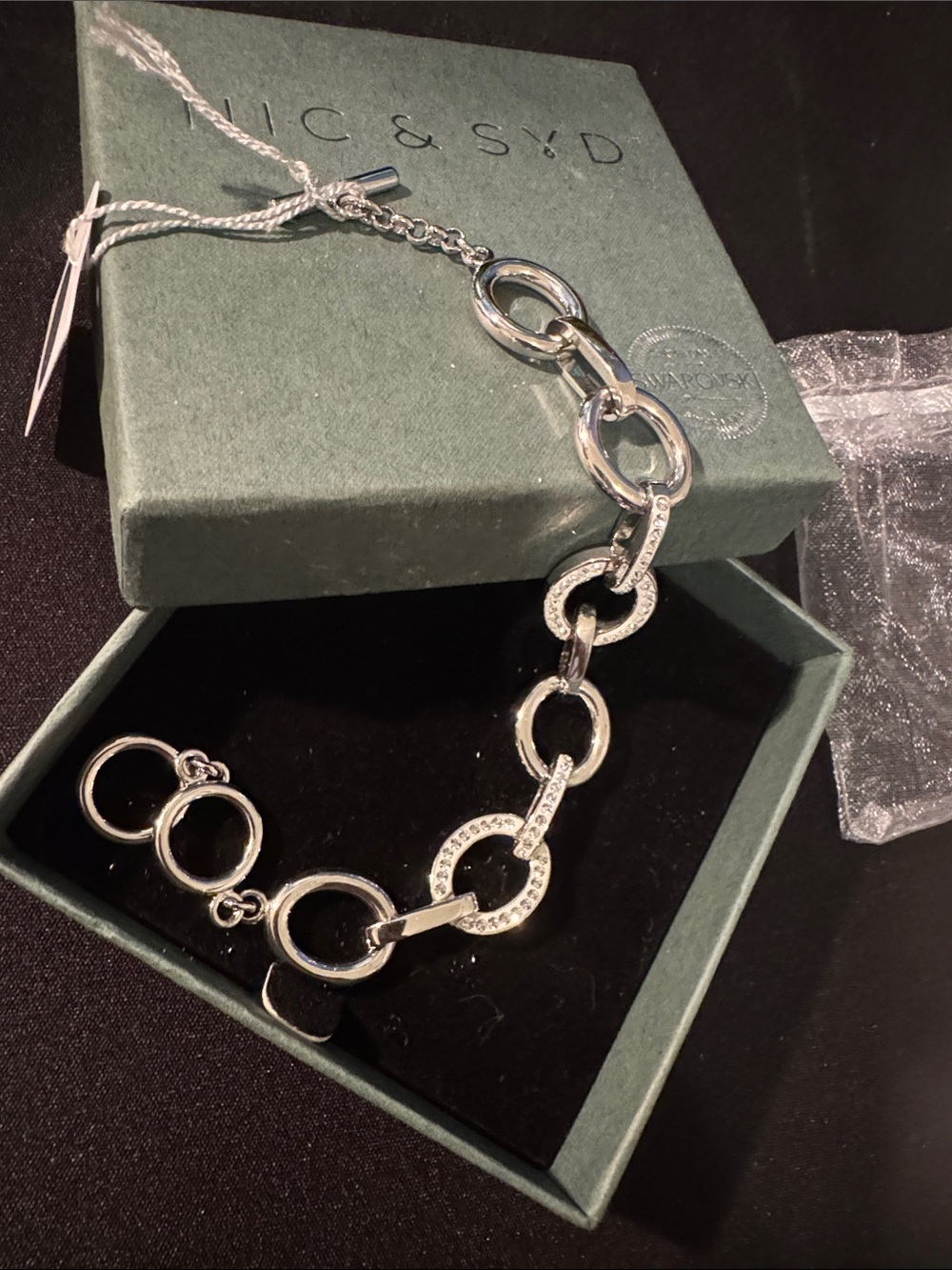 Nic & Syd Crsytals by Swarovski Silver Pavรฉ Link Bracelet New
